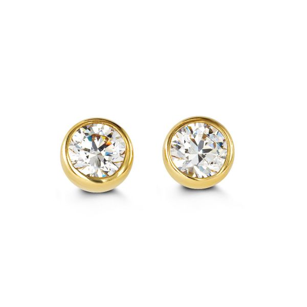 14kt Gold Baby CZ Bezel Stud Earrings Spicer Cole Fine Jewellers and Spicer Fine Jewellers Fredericton, NB