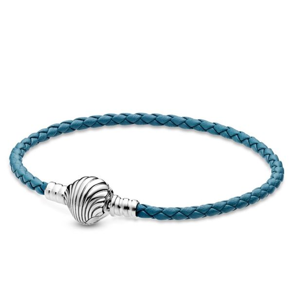 Pandora Moments Seashell Clasp Turquoise Braided Leather Bracelet Spicer Cole Fine Jewellers and Spicer Fine Jewellers Fredericton, NB