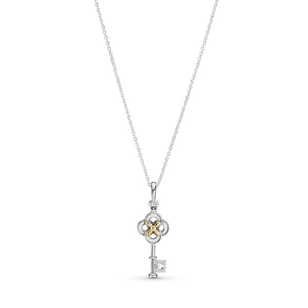 Pandora Two-tone Key & Flower Necklace - 70 Spicer Cole Fine Jewellers and Spicer Fine Jewellers Fredericton, NB