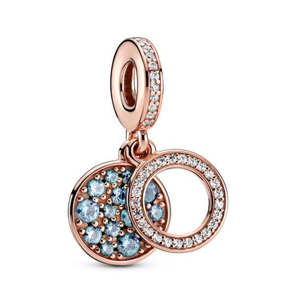 Pandora Sparkling Light Blue Disc Double Dangle Charm Spicer Cole Fine Jewellers and Spicer Fine Jewellers Fredericton, NB