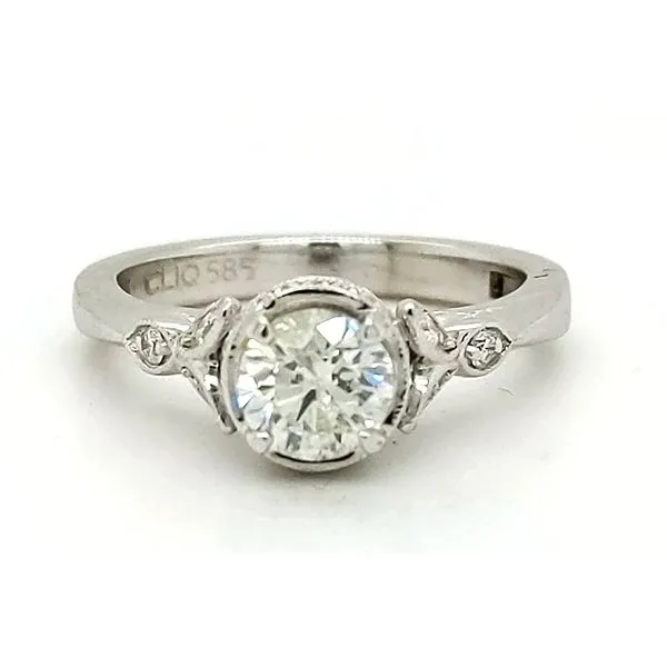 14K White Gold Round Diamond Engagement Ring 