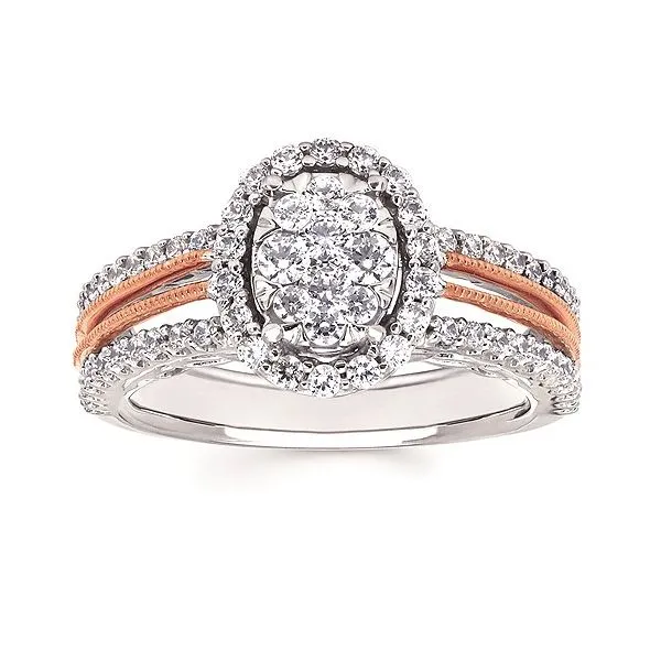 14kt White and Rose Gold Halo Engagement Ring Stambaugh Jewelers Defiance, OH