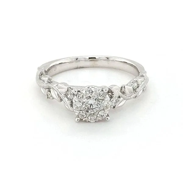 14kt White Gold Halo Multi-Diamond Engagement Ring Image 2 Stambaugh Jewelers Defiance, OH