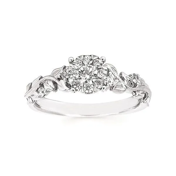 14kt White Gold Halo Multi-Diamond Engagement Ring Stambaugh Jewelers Defiance, OH