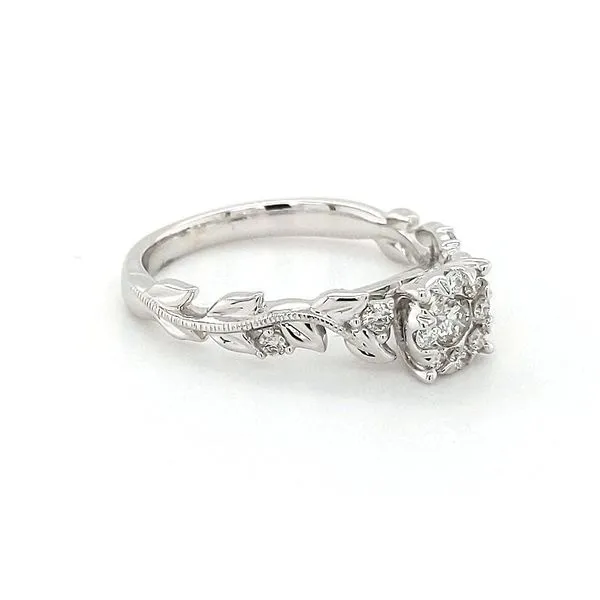 14kt White Gold Halo Multi-Diamond Engagement Ring