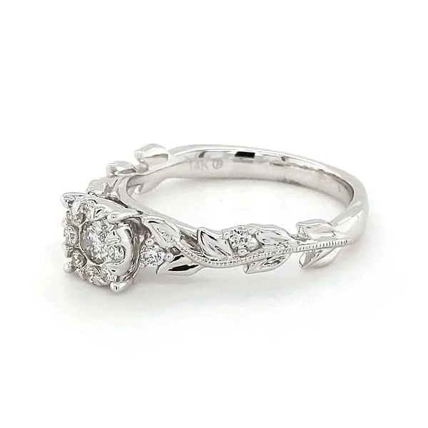 14kt White Gold Halo Multi-Diamond Engagement Ring
