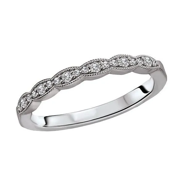14kt White Gold Scalloped Diamond Band Stambaugh Jewelers Defiance, OH