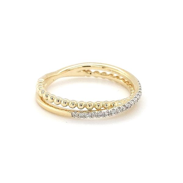 14K Yellow Gold Beaded Pavé Diamond Criss Cross Ring by Gabriel & co. Image 2 Stambaugh Jewelers Defiance, OH