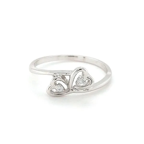 10kt White Gold Double Heart Diamond Ring Image 2 Stambaugh Jewelers Defiance, OH