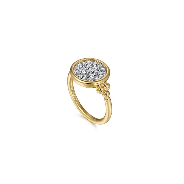 14Kt White and Yellow Gold Diamond Pave Bujukan Ladies Ring Stambaugh Jewelers Defiance, OH