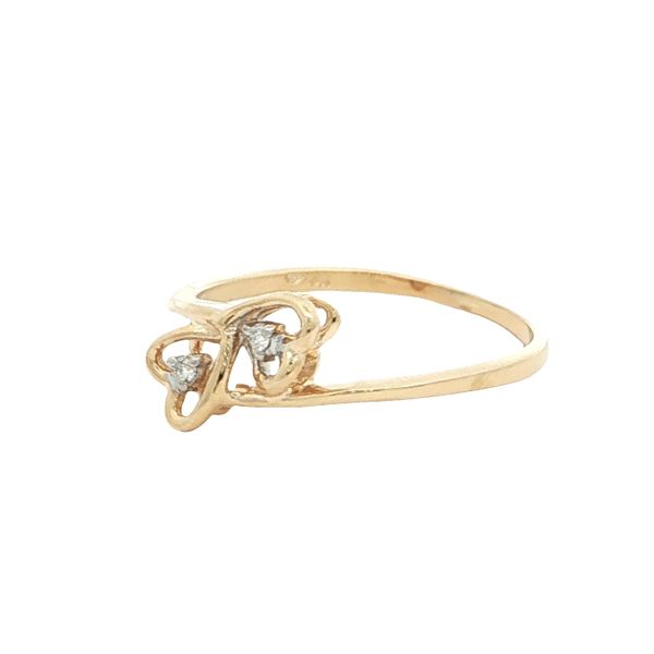 10kt Yellow Gold Double Heart Ring with Two Diamonds, Image 2 Stambaugh Jewelers Defiance, OH