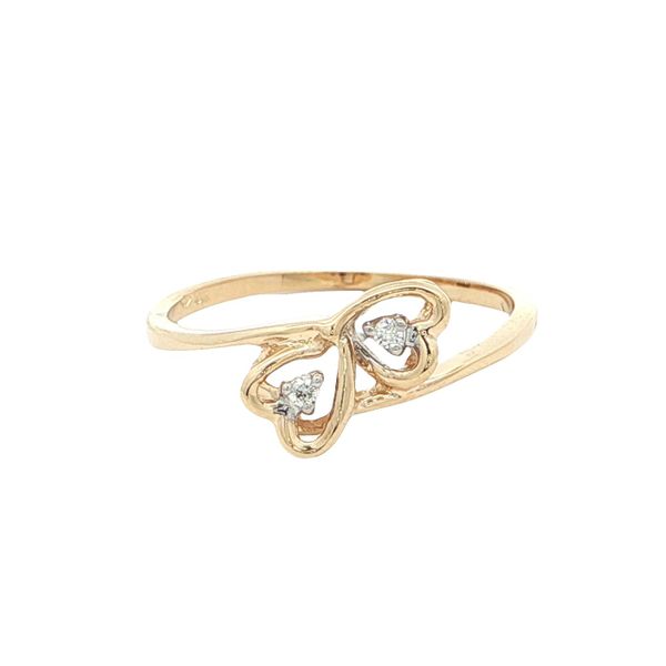 10kt Yellow Gold Double Heart Ring with Two Diamonds, Stambaugh Jewelers Defiance, OH