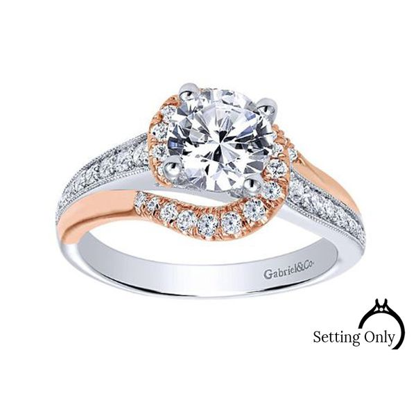 Gabriel & Co. White and Rose Gold Freeform Diamond Engagement Ring Image 2 Stambaugh Jewelers Defiance, OH