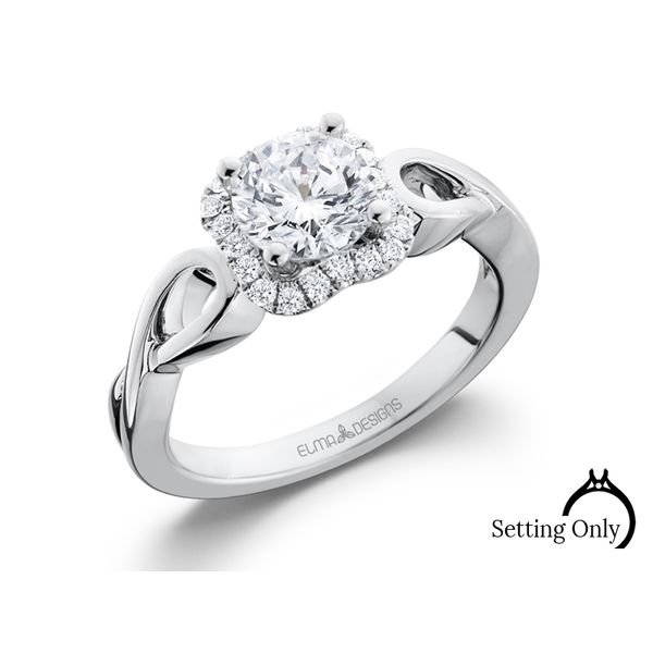 Elma Designs 18kt White Gold Halo Diamond Engagement Ring Stambaugh Jewelers Defiance, OH