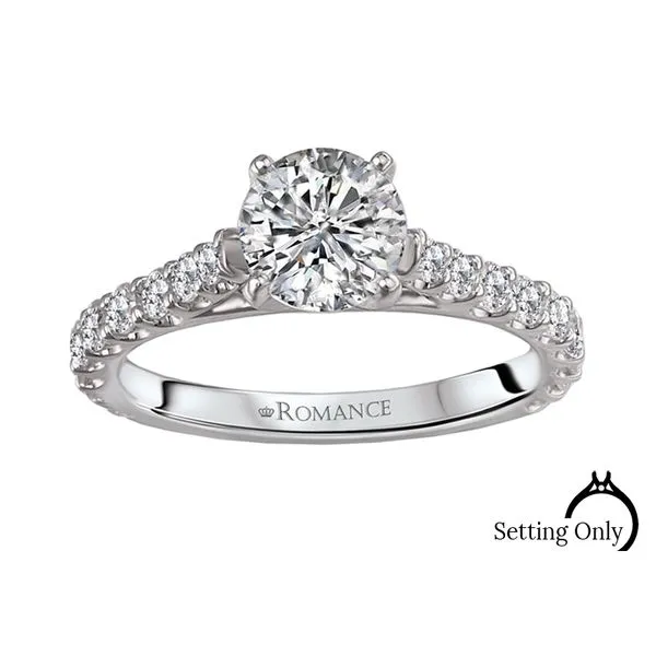 Romance 14kt White Gold Cathedral Engagement Mounting Stambaugh Jewelers Defiance, OH