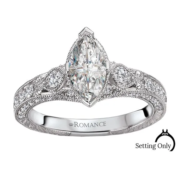 Romance 14kt White Gold Halo Engagement Mounting Stambaugh Jewelers Defiance, OH