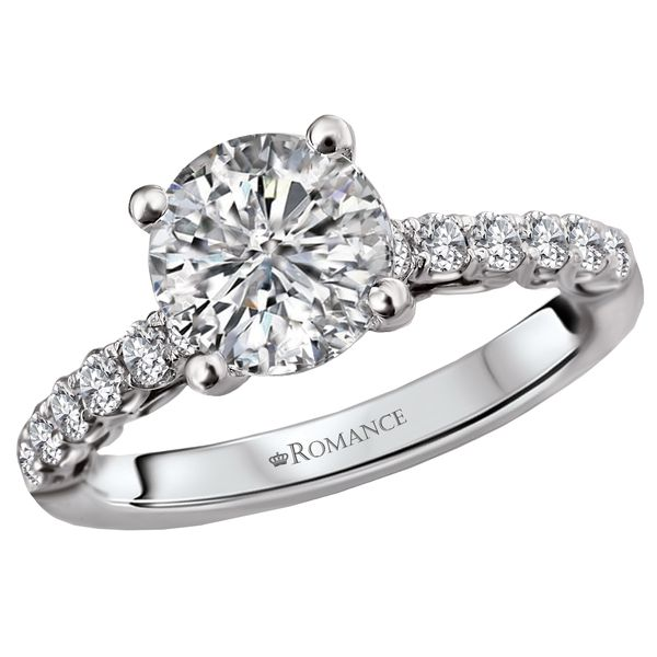 Romance 14kt White Gold Round Cathedral Engagement Ring Image 2 Stambaugh Jewelers Defiance, OH