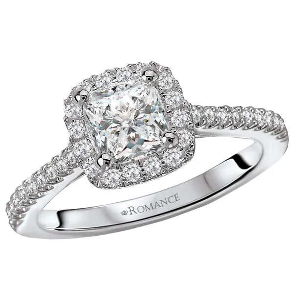 Romance 14kt White Gold Halo Engagement Mounting Image 2 Stambaugh Jewelers Defiance, OH