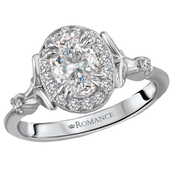 Romance 14kt White Gold Halo Engagement Mounting Image 2 Stambaugh Jewelers Defiance, OH