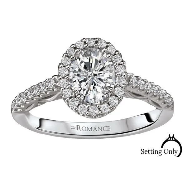 Romance 14kt White Gold Oval Halo Engagement Mounting Stambaugh Jewelers Defiance, OH