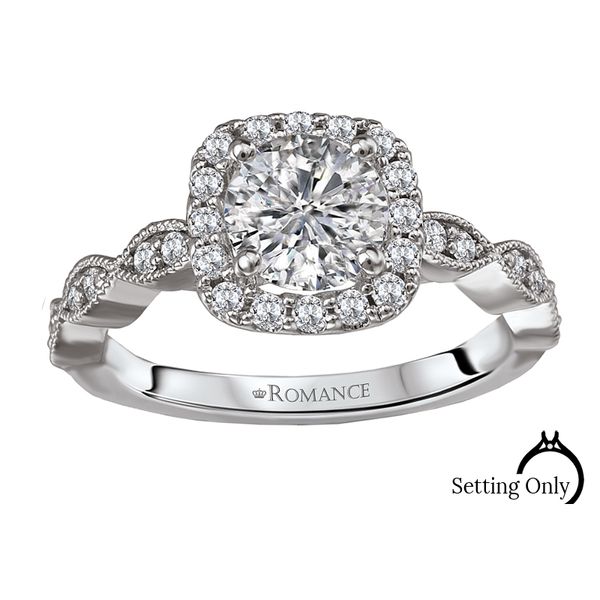 Romance 14kt White Gold Halo Engagement Mounting Stambaugh Jewelers Defiance, OH