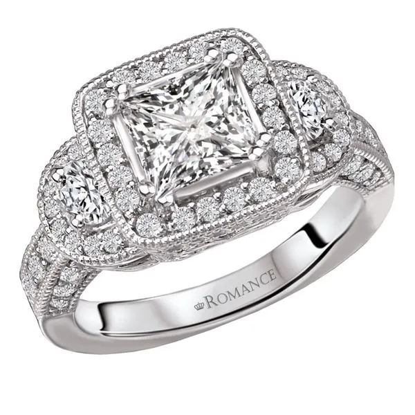 Romance 14kt White Gold Vintage Halo Engagement Mounting Image 2 Stambaugh Jewelers Defiance, OH