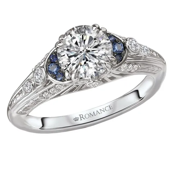 Romance 18kt White Gold Vintage Sapphire and Diamond Engagement Mounting Image 2 Stambaugh Jewelers Defiance, OH