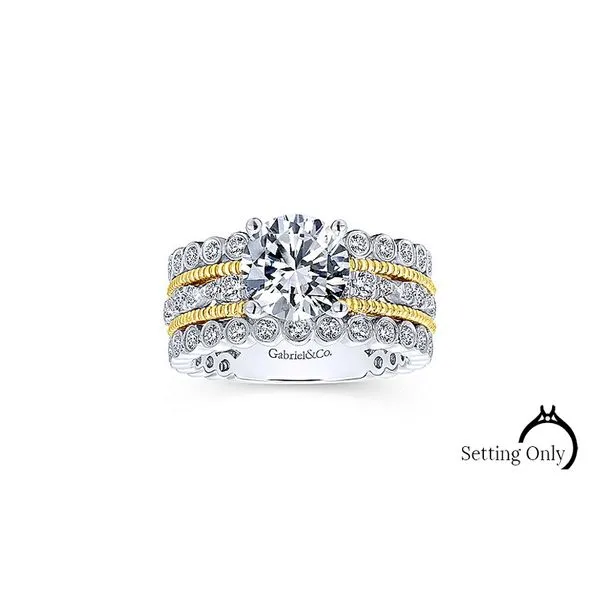 Gabriel and Co. White and Yellow Gold Engagement ring 