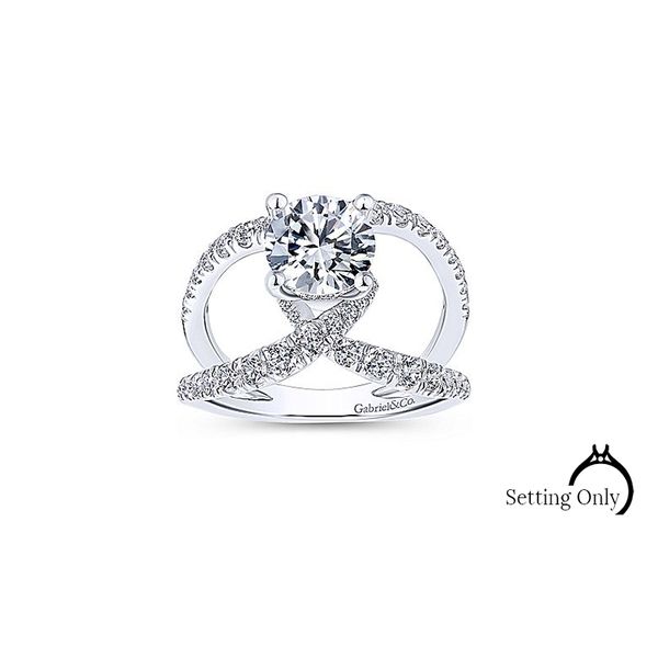 Gabriel & Co. White Gold Round Diamond Engagement Ring 