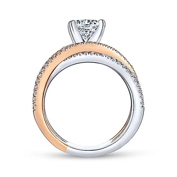 Gabriel & Co. 14K White and Rose Gold Round Diamond Engagement Ring 