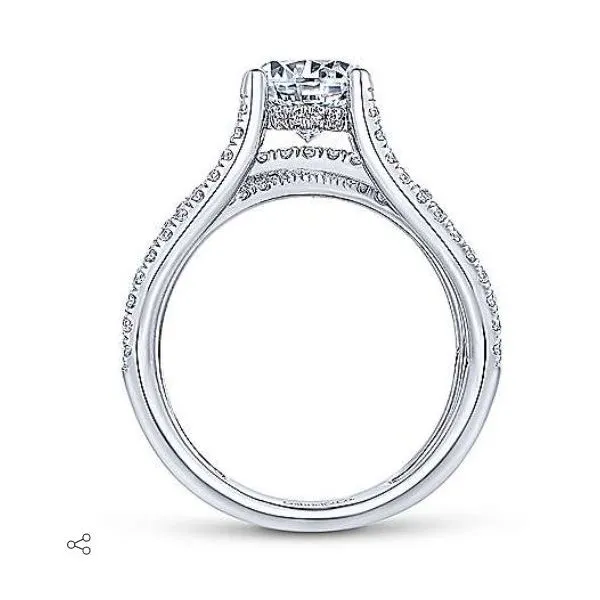 14K White Gold Split Shank Diamond Engagement Ring 