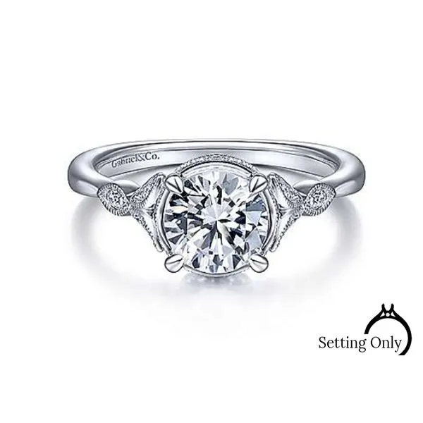 14K White Gold Round Diamond Engagement Ring 