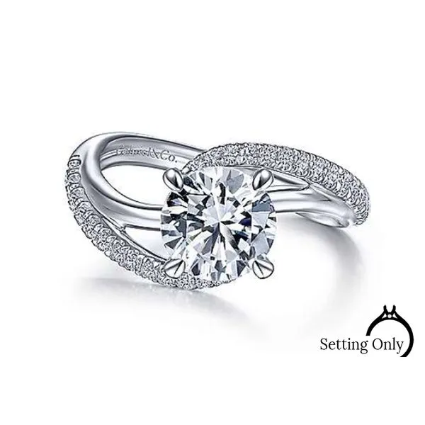 18K White Gold Bypass Round Diamond Engagement Ring Stambaugh Jewelers Defiance, OH