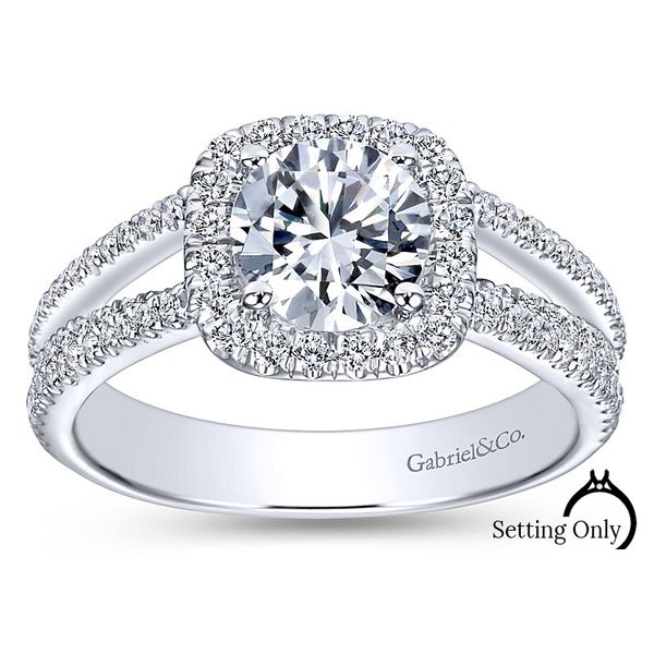 Hillary14kt White Gold Halo Engagement Ring by Gabriel & Co. Stambaugh Jewelers Defiance, OH