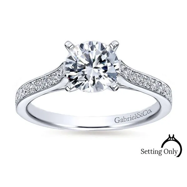 Krista 14kt White Gold Classic Engagement Ring by Gabriel & Co. Stambaugh Jewelers Defiance, OH