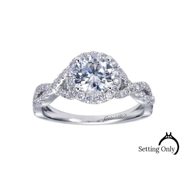 Marissa 14kt White Gold Halo Engagement Ring by Gabriel & Co. Stambaugh Jewelers Defiance, OH