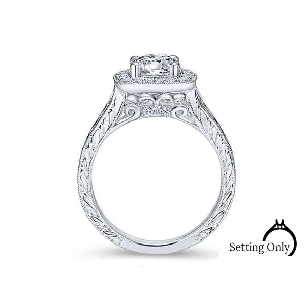 Elaine 14kt White Gold Vintage Halo Engagement Ring by Gabriel & Co. Image 2 Stambaugh Jewelers Defiance, OH