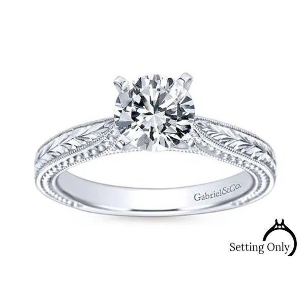 Maura 14kt White Gold Solitaire Engagement Ring by Gabriel & Co. Stambaugh Jewelers Defiance, OH