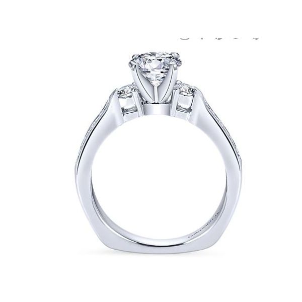 Julia 14kt White Gold 3-Stone Engagement Ring by Gabriel & Co. Image 2 Stambaugh Jewelers Defiance, OH