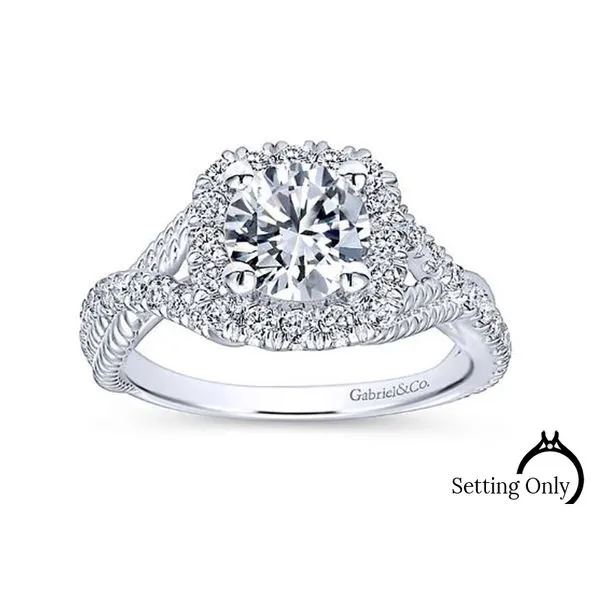 Avalon 14kt White Gold Halo Engagement Ring by Gabriel & Co. Stambaugh Jewelers Defiance, OH