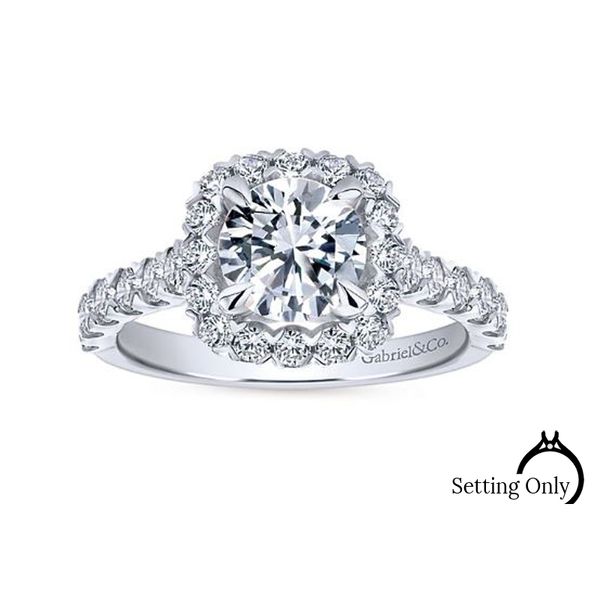 Parker 14kt White Gold Halo Engagement Ring by Gabriel & Co. Stambaugh Jewelers Defiance, OH