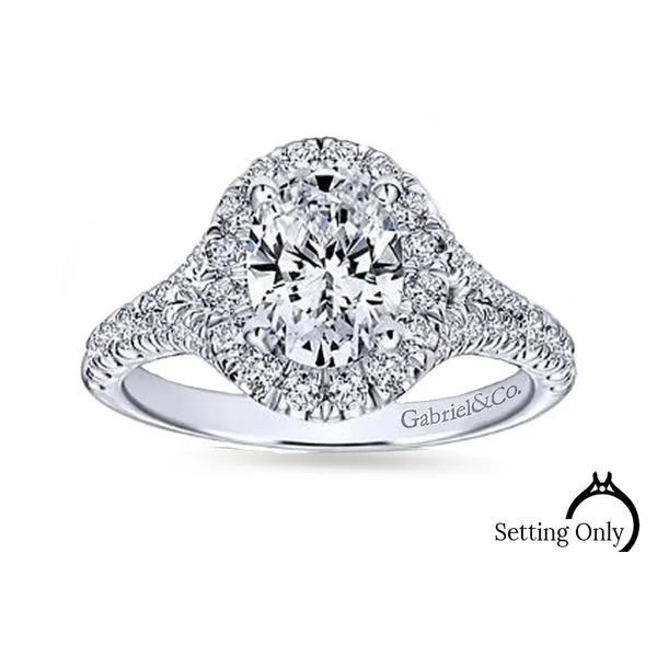 Kennedy 14kt White Gold Oval Halo Engagement Ring by Gabriel & Co Stambaugh Jewelers Defiance, OH