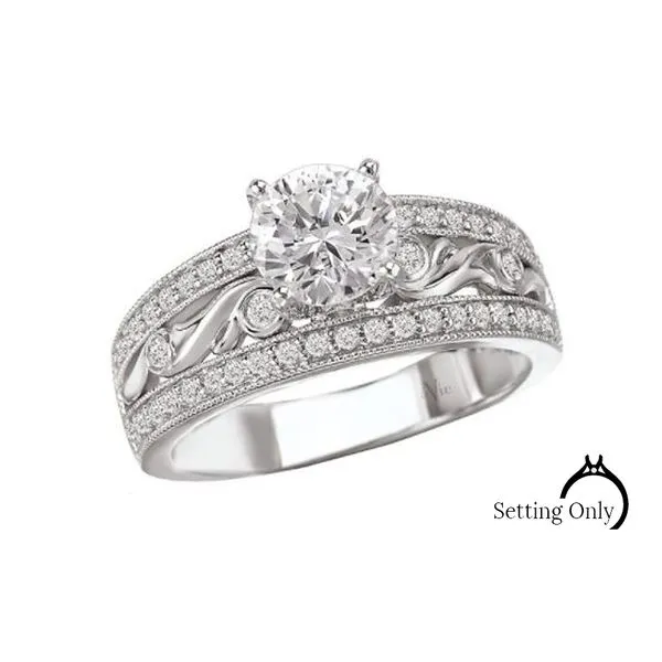 Romance 14kt White Gold Scroll Engagement Mounting Stambaugh Jewelers Defiance, OH