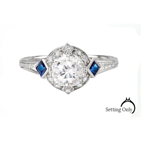 Romance 14kt White Gold Sapphire and Diamond Engagement Mounting Stambaugh Jewelers Defiance, OH