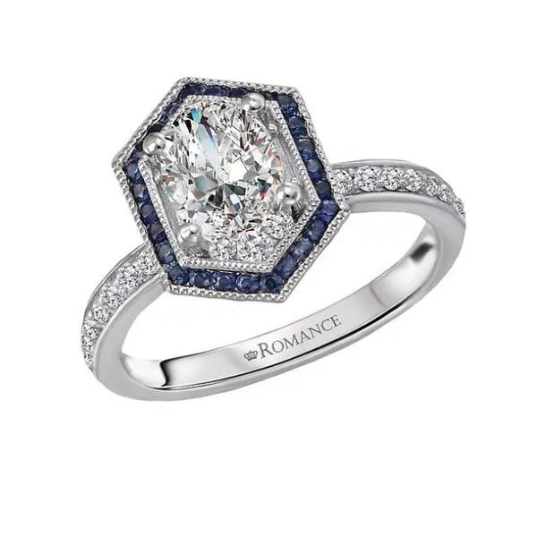 Romance 14kt White Gold Sapphire Halo Engagement Mounting Image 2 Stambaugh Jewelers Defiance, OH
