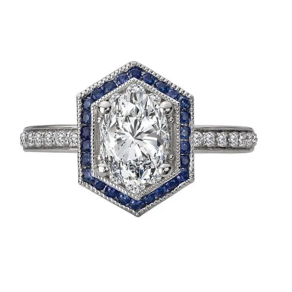 Romance 14kt White Gold Sapphire Halo Engagement Mounting Image 5 Stambaugh Jewelers Defiance, OH