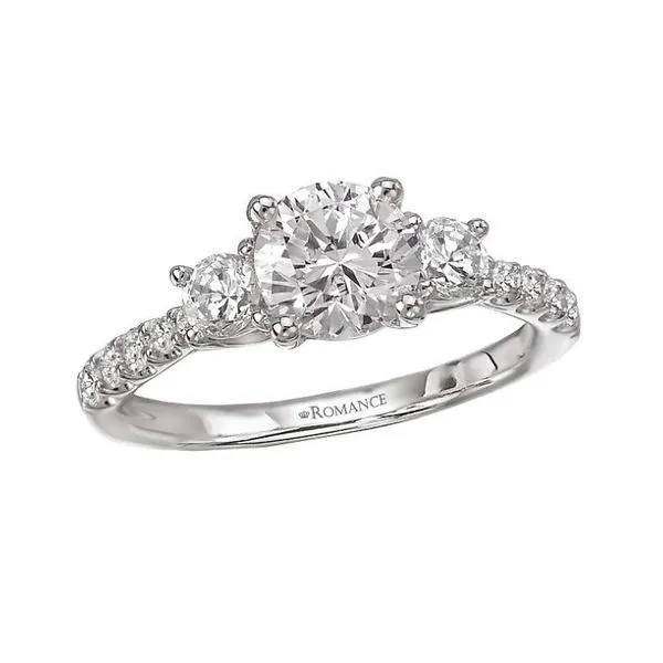 Romance 14kt White Gold 3-Stone Engagement Mounting Image 2 Stambaugh Jewelers Defiance, OH