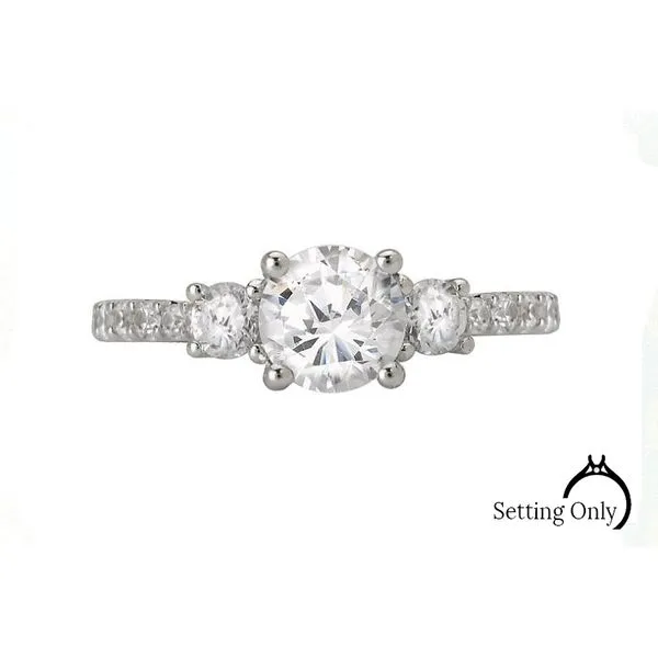 Romance 14kt White Gold 3-Stone Engagement Mounting Stambaugh Jewelers Defiance, OH