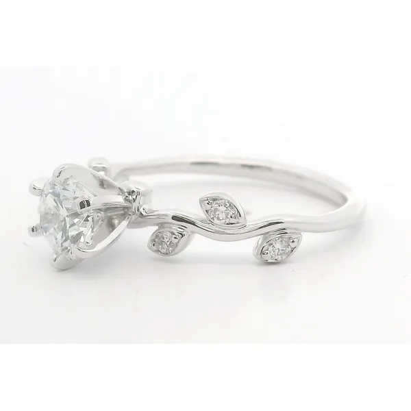 14kt White Gold Leaf Design Engagement Mounting Image 3 Stambaugh Jewelers Defiance, OH