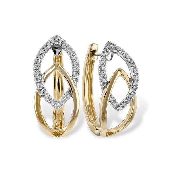 14kt Yellow and White Gold Apex Diamond Hoop Earrings Stambaugh Jewelers Defiance, OH